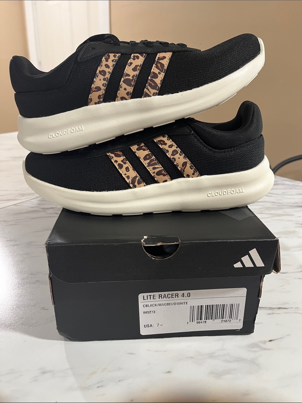 adidas Women's Black Sneakers with Leopard-Print Stripes